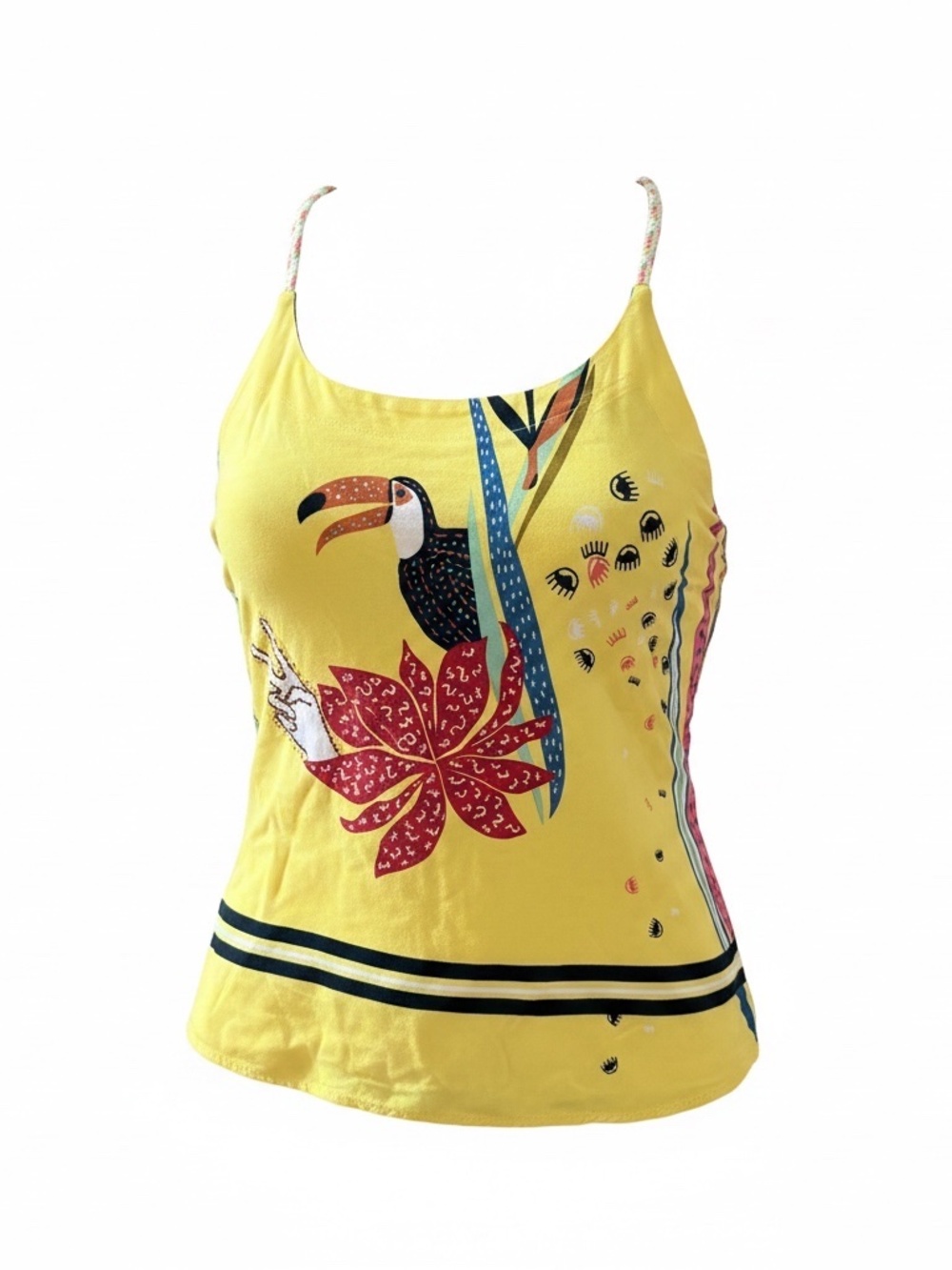 Farm Rio flowy yellow toucan Tank - size Small 🌟